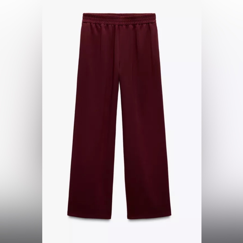 Zara Burgundy Wide-Leg Pants